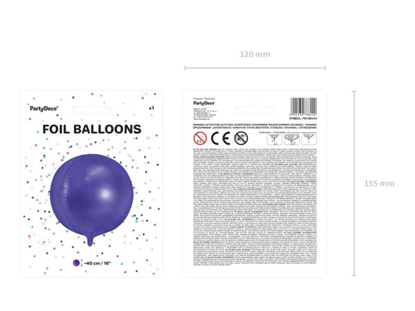 Folieballon i form af en kugle i violet
