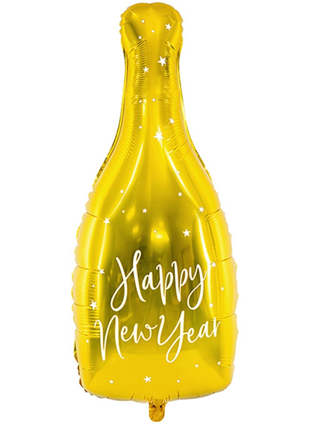 Folieballong i form av "Happy New Year" flaska (32x82 cm)