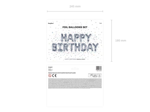 "Happy Birthday" Folieballong i silver