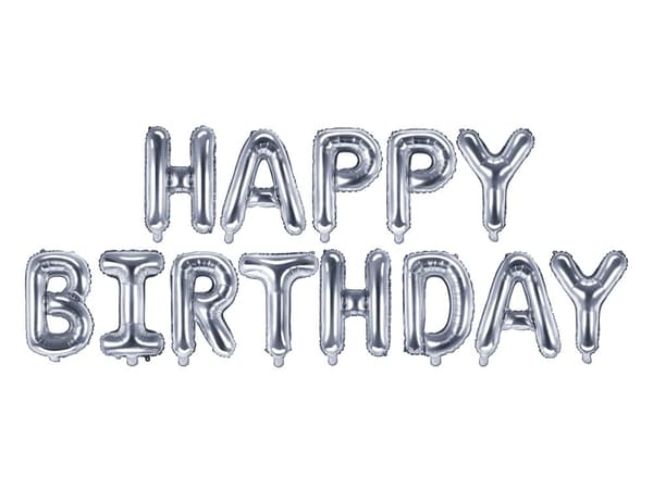 "Happy Birthday" Folieballong i silver
