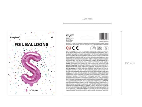 S folieballon i mørk pink