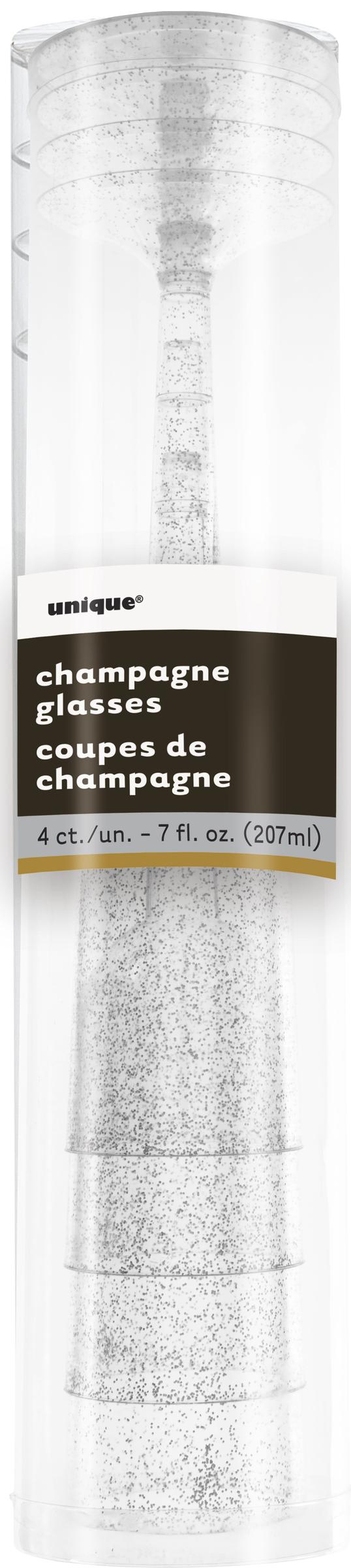 4 champagneglas silverfärgade med purpurin - Basic Christmas