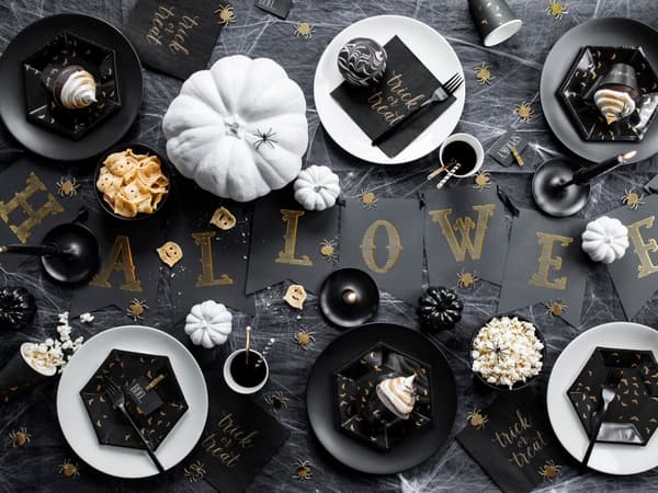 "Halloween" Banner, Sort & Guld - Trick or Treat Collection