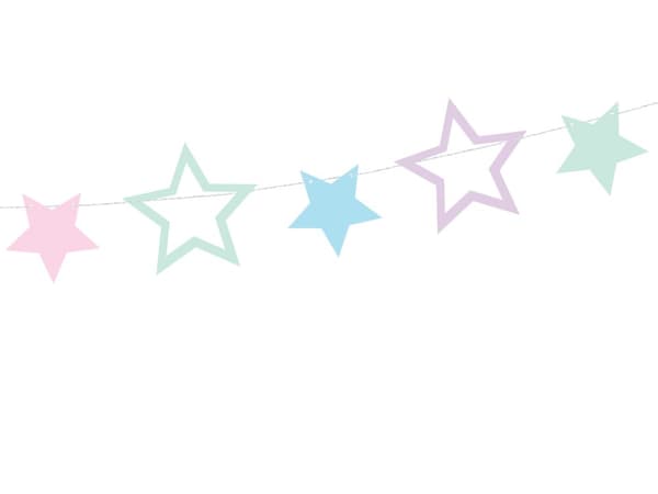 Flerfarvet stjerne guirlande af papir - Unicorn Collection