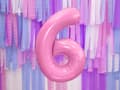 Miniatyrbild 2 av 3: Folieballong nummer  "6" rosa 86 cm