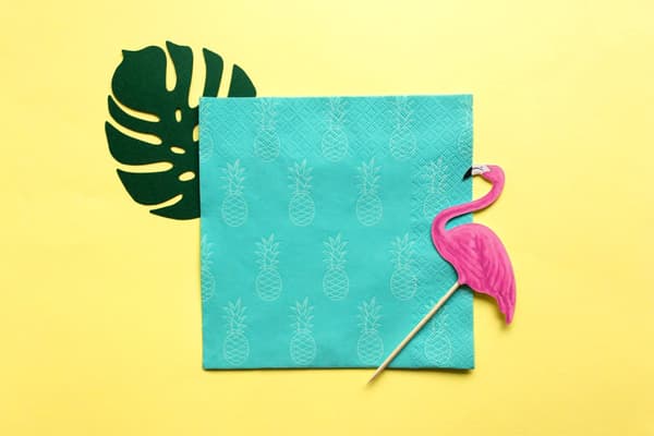 6 kort till bordsdukning gröna i form av löv - Aloha Collection