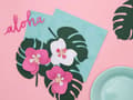 Miniatyrbild 7 av 9: 6 kort till bordsdukning gröna i form av löv - Aloha Collection
