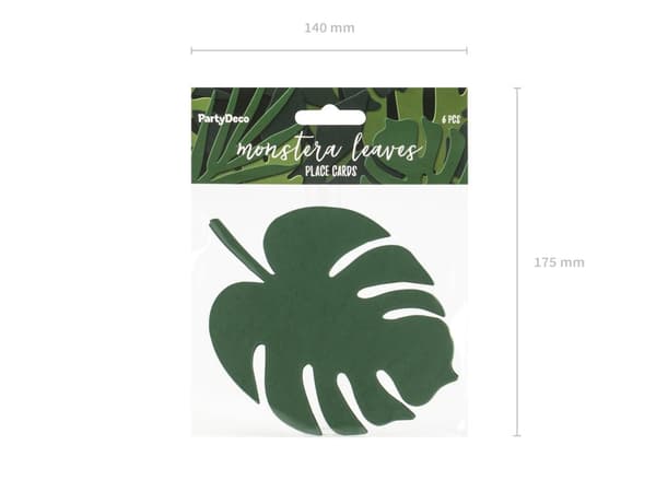6 kort till bordsdukning gröna i form av löv - Aloha Collection