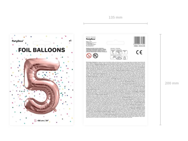 "5" Folieballon i roseguld (86 cm)