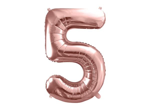 "5" Folieballon i roseguld (86 cm)