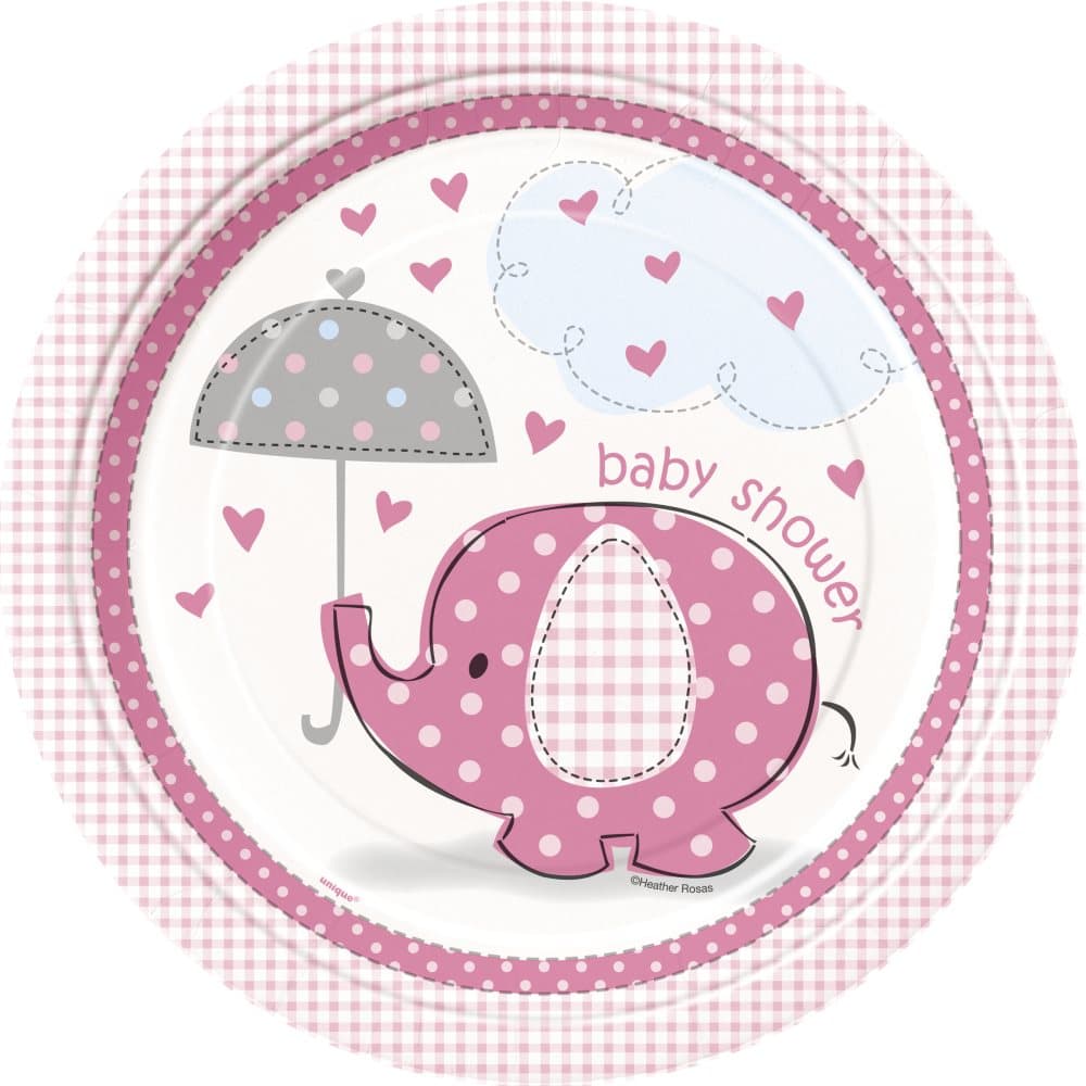 Set 8 tallrikar medium rosa - Umbrellaphants Pink