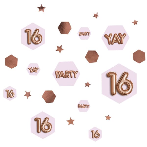 Bordkonfetti "16" - Glitz & Glamour Pink & Rose Gold