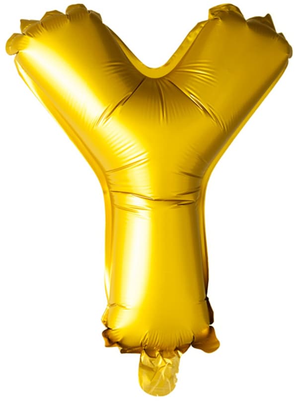 Bogstav Y guldfarvet ballon (102 cm)