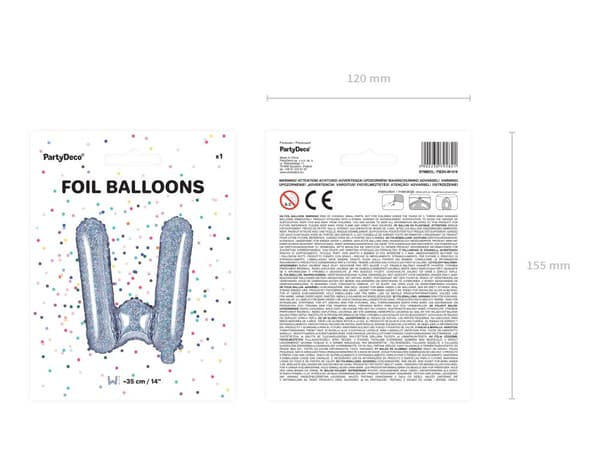 W folieballon i sølvglitter