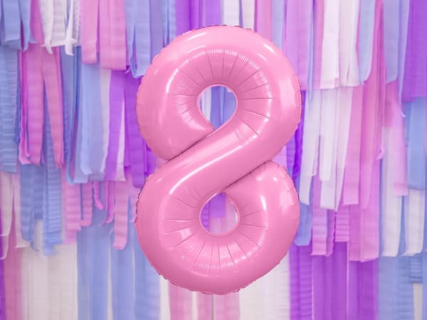 Folieballong nummer "8" rosa 86 cm