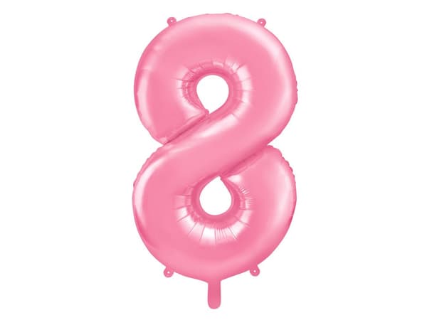 Folieballong nummer  "8" rosa 86 cm