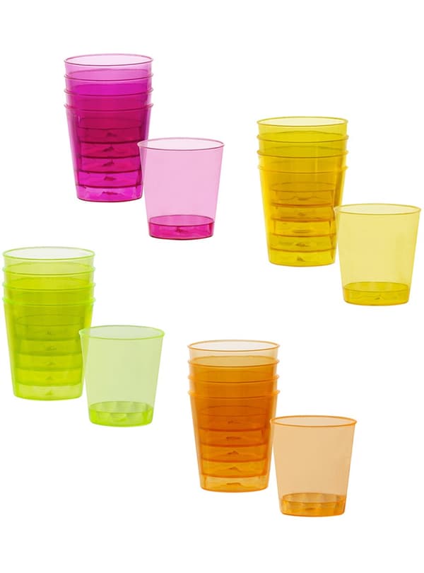 20 neonfarvede shotglas