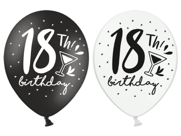 6 extra tåliga ballonger för artonde födelsedagen (30 cm)