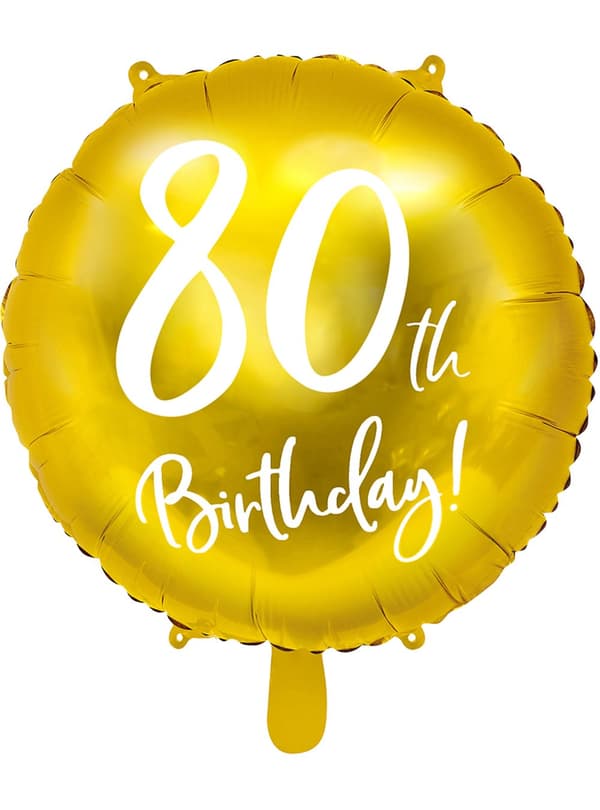 Ballong 80 th Birthday guldfärgad (45 cm)