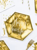 Miniatyrbild 2 av 4: 6 tallrikar Nyår Happy New Year guldfärgade (20 cm) - Jolly New Year
