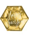 Miniatyrbild 1 av 4: 6 tallrikar Nyår Happy New Year guldfärgade (20 cm) - Jolly New Year