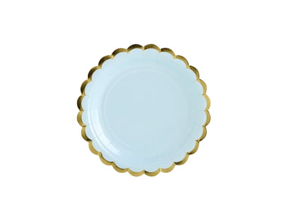 Sett med 6 Pastellblå Papptallerkener - Yummy