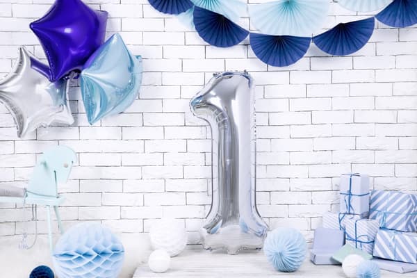 Folieballong nummer  "1" silverfärgad 86 cm
