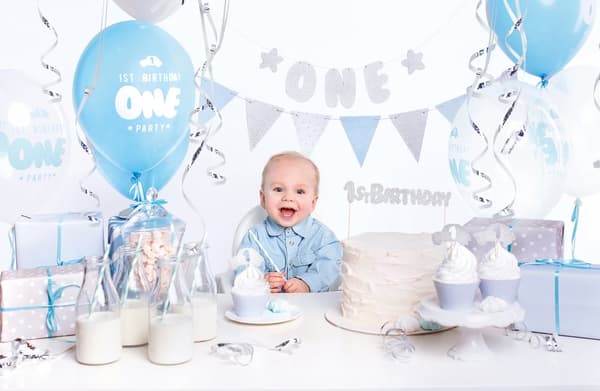 "1st Birthday" juhlakoristepaketti sinisenä - 1st Birthday
