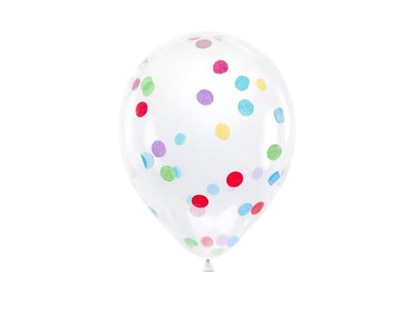 6 lateksi-ilmapalloa värikkäällä konfetilla (30cm)