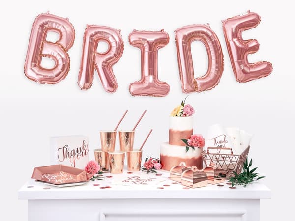 6 papperstallrikar roséguldfärgade "Bride Squad" (23 cm) - Rose Gold Bride To Be