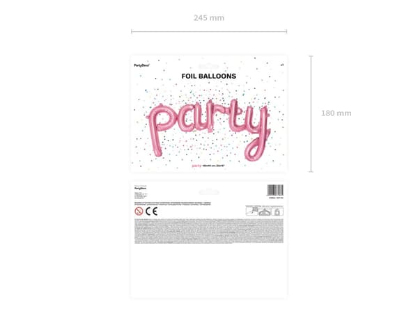 "Party" Folie ballon i lyserød