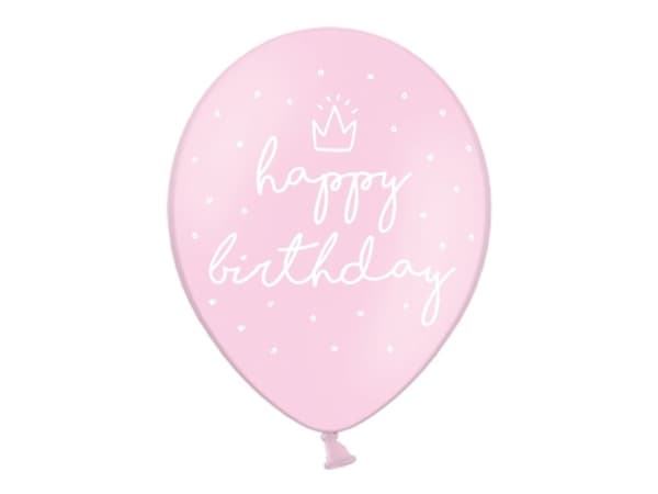 6 extra tåliga "Happy Birthday" ballonger i rosa (30 cm)