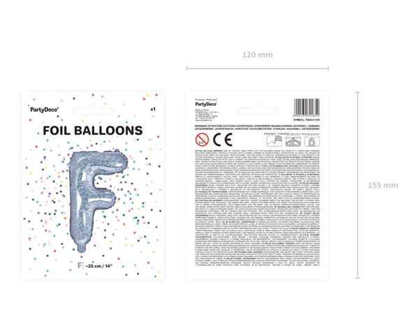 F folieballon i sølvglitter