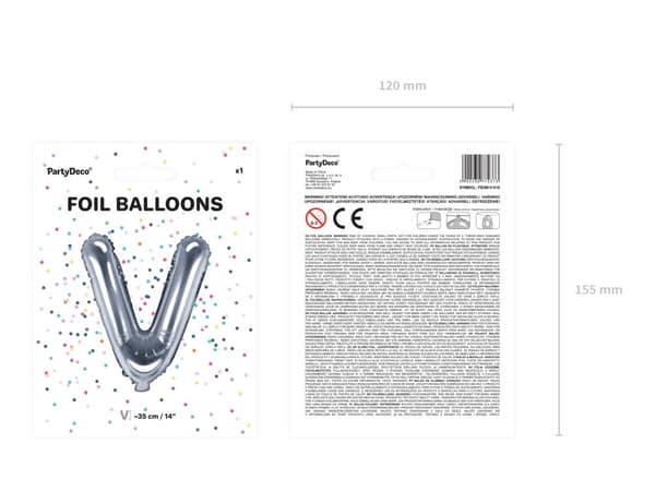Folieballong bokstav V silver (35cm)