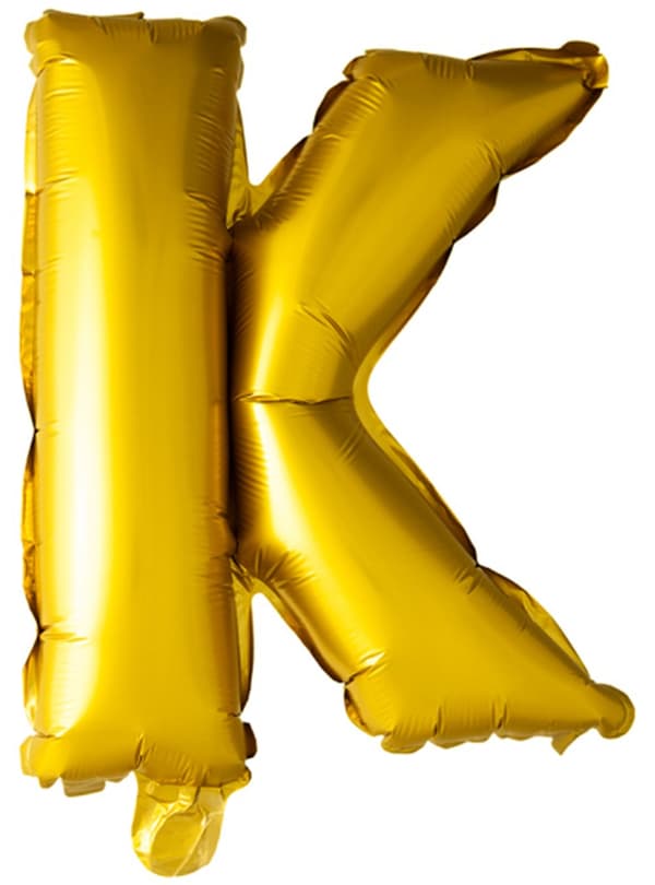 Bogstav K guldfarvet ballon (102 cm)
