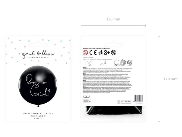 Latexballon med lyserød konfetti "Boy or Girl"
