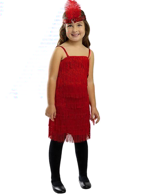 Rødt Flapper Kostume til Piger 3-4 years