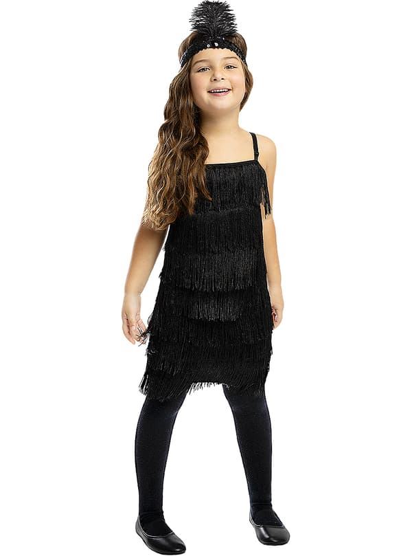 Charleston Maskeraddräkt svart för barn 10-12 years