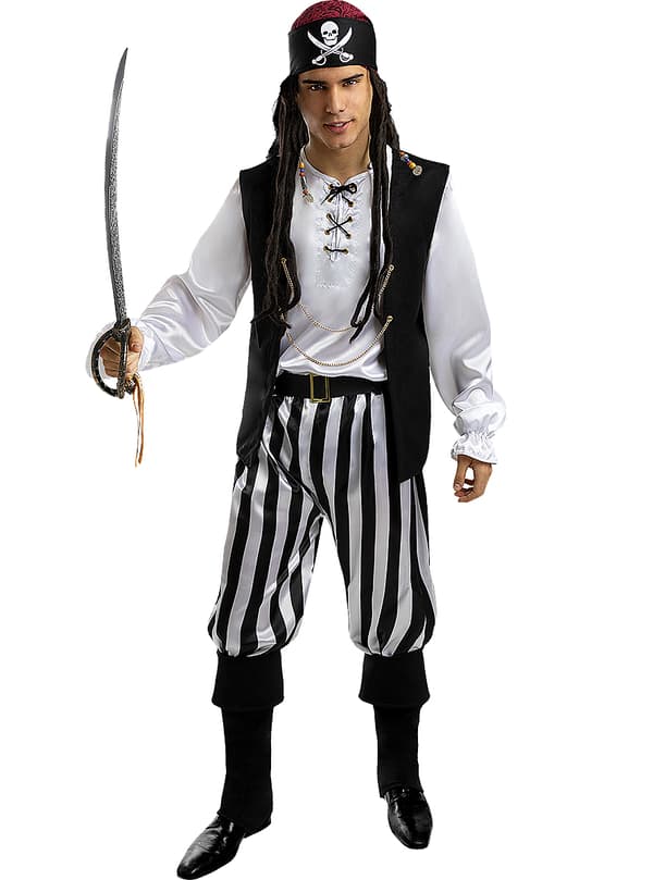 Funidelia | Stribet Pirat Kostume - Sort / Hvid Samling til mænd ▶ Sørøver, Buccaneer - Multifarvet