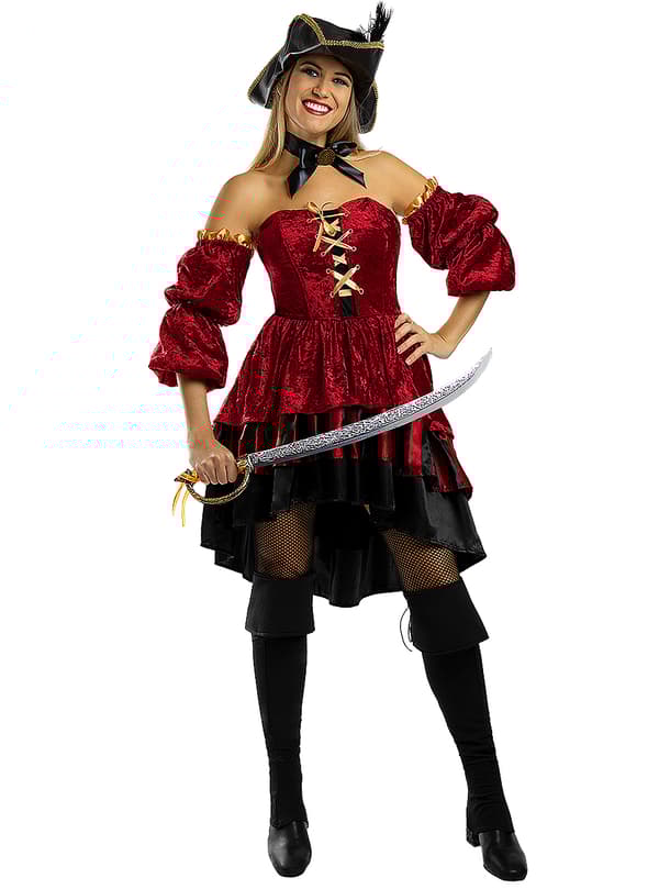 Funidelia | Elegant Corsair Pirat Kostume til kvinder ▶ Sørøver, Buccaneer - Multifarvet L