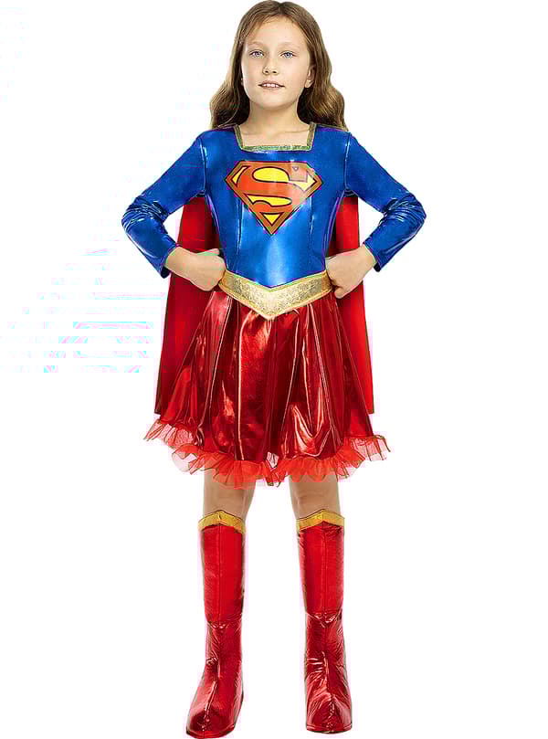 Funidelia | Deluxe Supergirl Kostume OFFICIELLE til piger ▶ Kara Zor-El, Superhelte, DC Comics - Multifarvet 3-4 years
