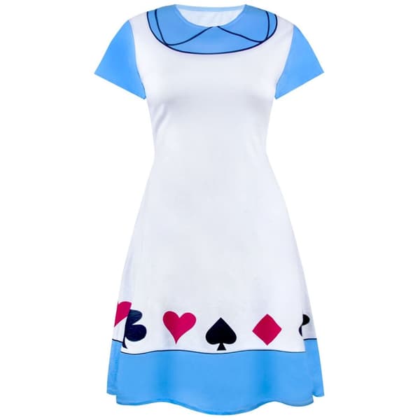 Alice In Wonderland Womens/Ladies Costume Dress White/Blue M