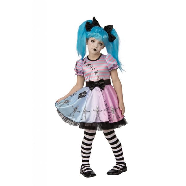 Rubies Girls Little Miss Skelly Costume Dress Multicoloured L