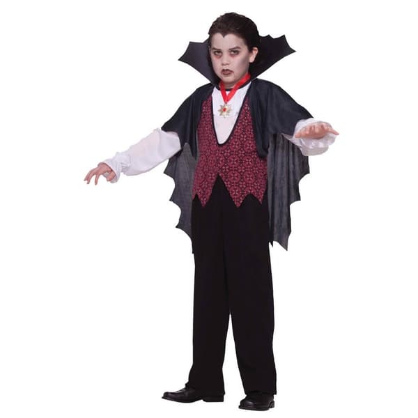 Bristol Novelty Mens Vampire Costume Black/Red/White 9-10 Years