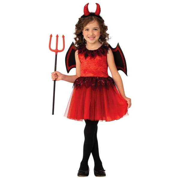 Forum Novelties Girls Devil Costume Set Red/Black 5-6 Years