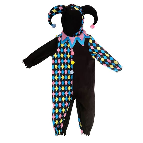 Bristol Novelty Baby Court Jester Costume Black/Blue/Pink 2-3 Years