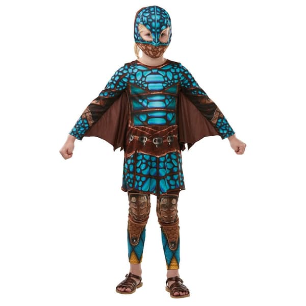 How To Train Your Dragon Girls Deluxe Astrid Battlesuit Costume Blue/Brown 9-10 Years