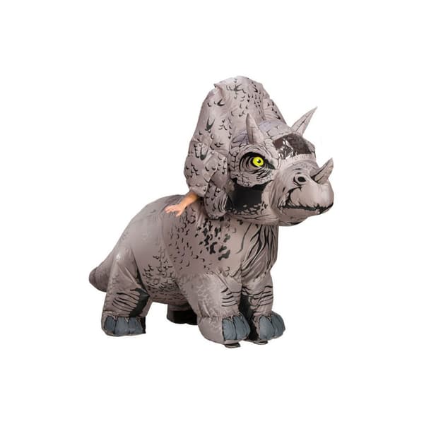 Jurassic World Unisex voksen Triceratops oppusteligt kostume Brown One Size