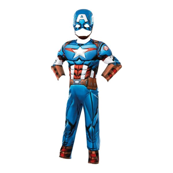 Captain America Childrens/Kids Deluxe Costume Blue/Red/White L