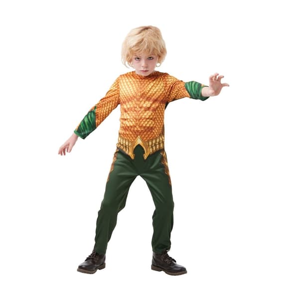 Aquaman Kostym för barn/barn Gold/Green S